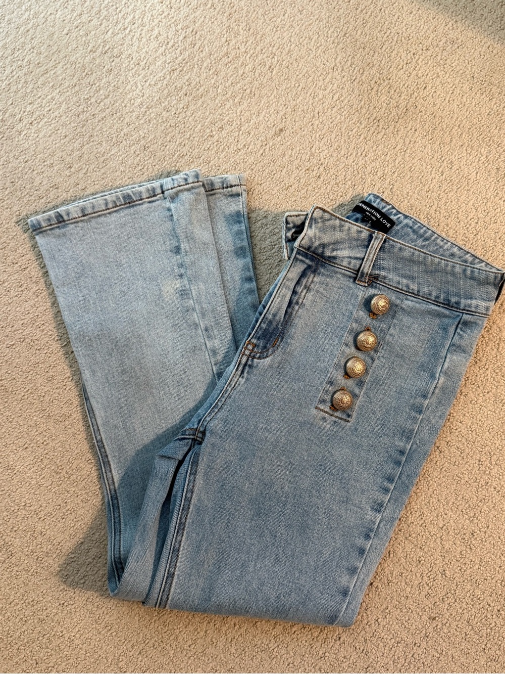 Generation Love Light Blue High-Rise Button-Front Jeans